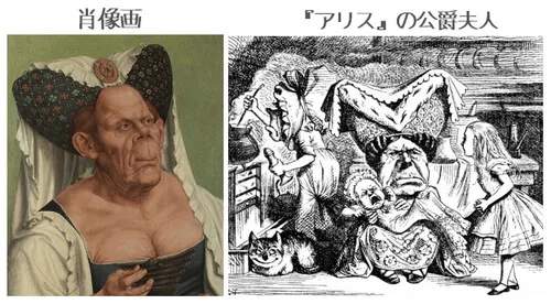 The Ugly Duchessの肖像画とアリスの公爵夫人